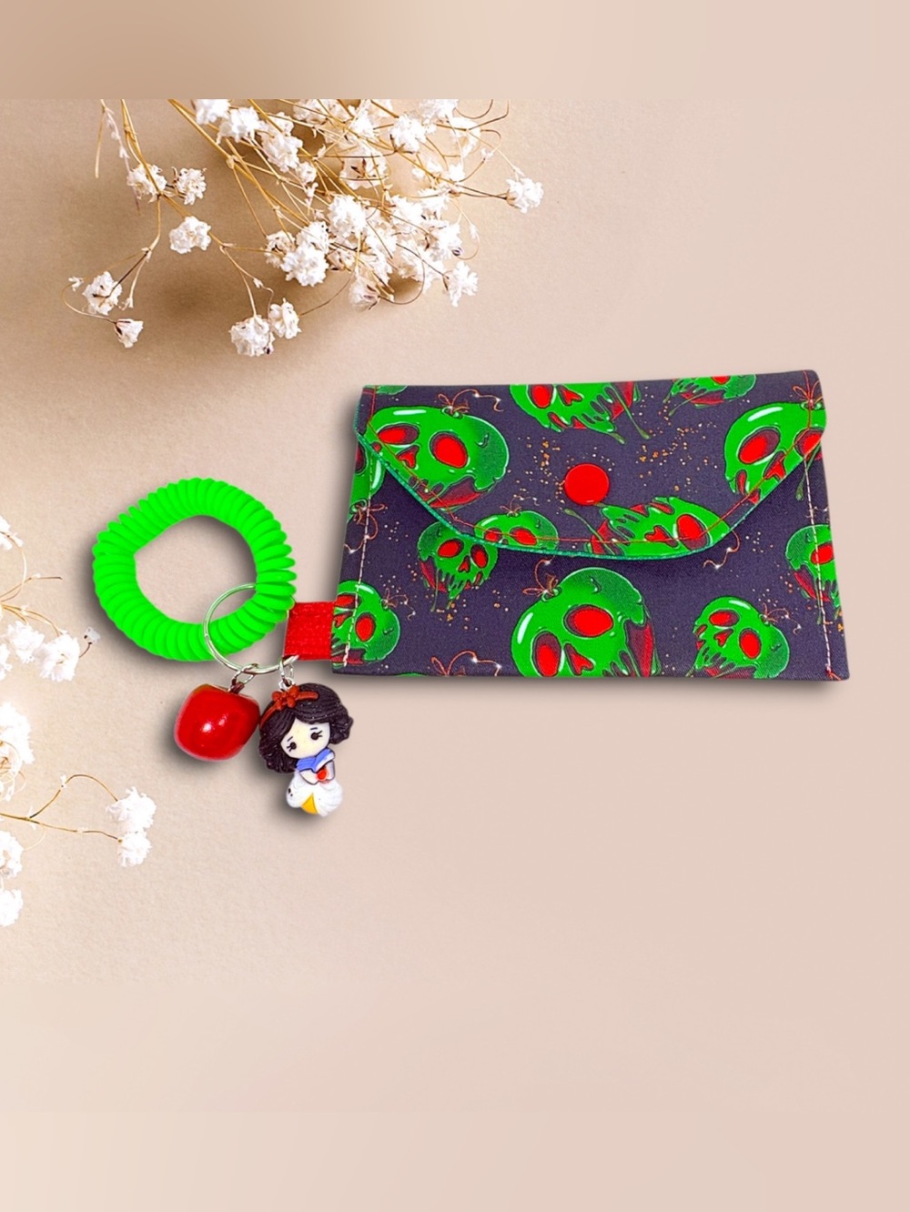Green Poison Apple Print Wallet Wristlet
